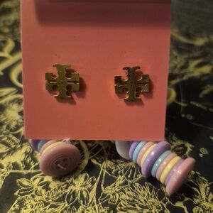 Gold Cross Stud Earrings